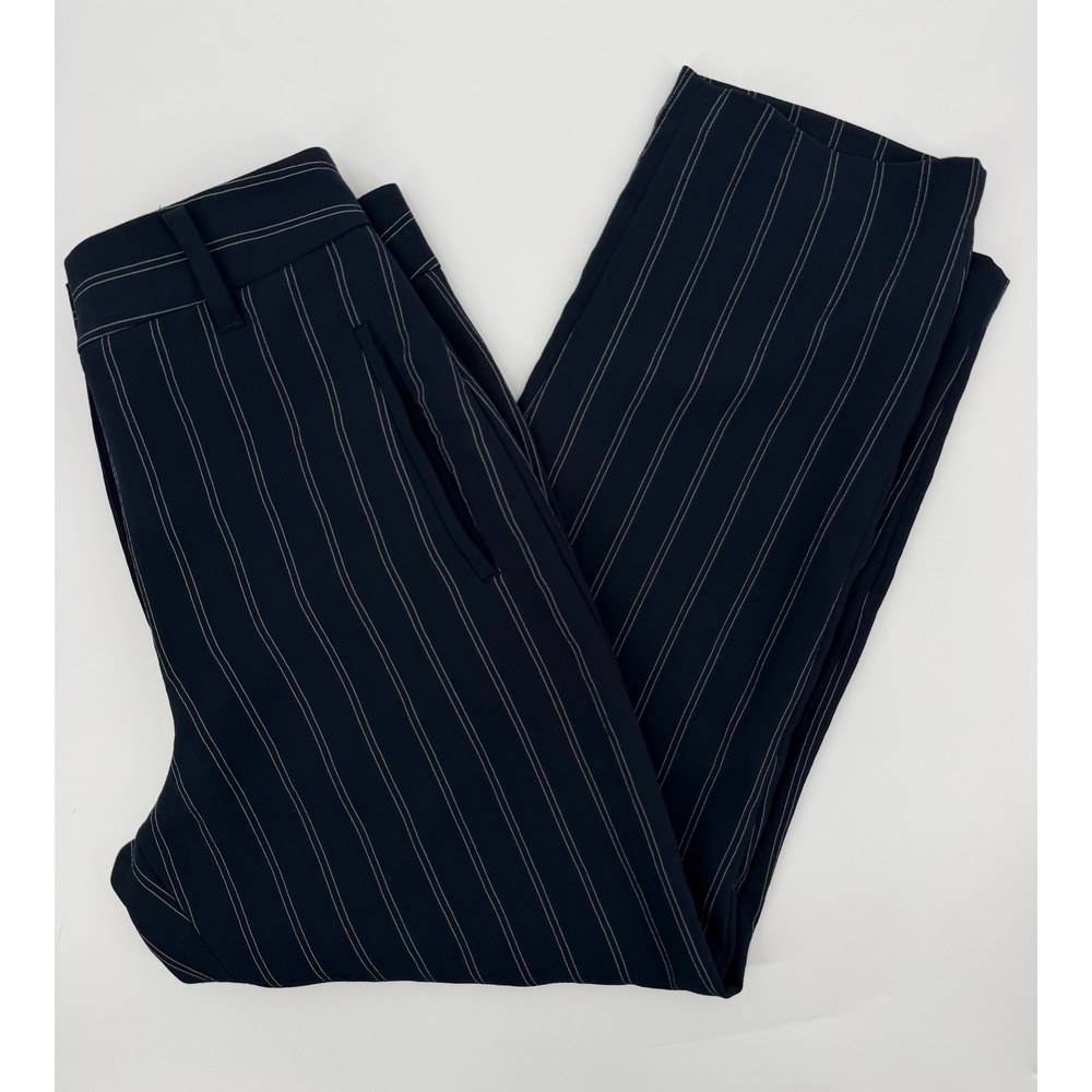 Wilfred Aritzia Navy Blue Pinstripe High Rise Tapered Trousers Pants Size 6